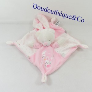 Doudou Flachbär MAX & SAX Kapuze Kaninchen rosa Mond und Sterne Carrefour