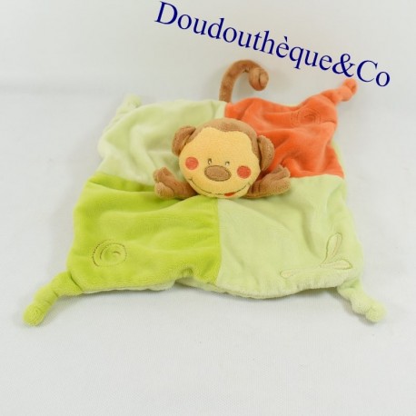 Doudou mono titi plano KIMBALOO verde naranja marron 24 cm SOS