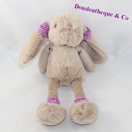 Plush rabbit BUKOWSKI beige socks darling purple pink 28 cm