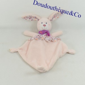 Doudou conejo plano TEX diamante rosa floral Carrefour 34 cm
