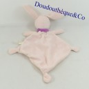 Doudou flat rabbit TEX diamond pink floral Carrefour 34 cm