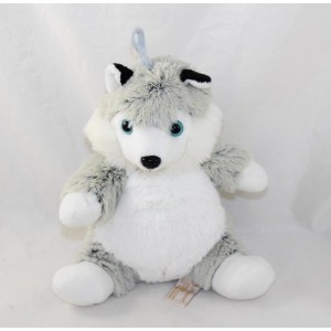Perro husky de peluche RODADOU gris blanco lobo negro 22 cm
