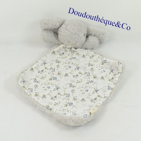 Manta conejo plano BOUCHARA Eurodif diamante gris y florido 32 cm