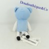 Doudou ours LUCKYBOYSUNDAY  bleu et blanc 22 cm