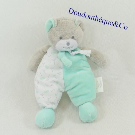 Doudou Bär MUSTI von Mustela grün grau Muster Blüten 21 cm Doudou Bär MUSTI von Mustela grün grau Muster Blüten 21 cm