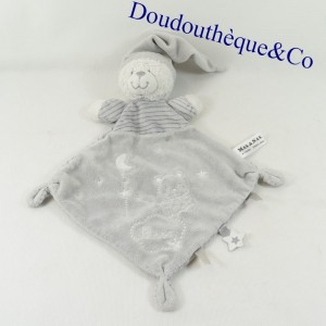 Doudou flacher Diamantbär MAX & SAX grau Mondstreifen Carrefour 30 cm