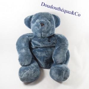 Peluche ours DPAM bleu assis Du pareil au même 40 cm