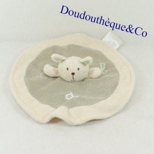 Blanket flat rabbit KING BEAR round ABC gray cream and white 23 cm