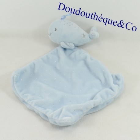 Doudou Plattwal WORTE DER KINDER blau silber Sterne 30 cm Doudou Plattwal WORTE DER KINDER blau silber Sterne 30 cm