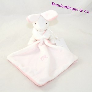 Doudou mouchoir lapin CADET ROUSSELLE blanc rose