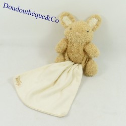 Doudou kangaroo TIGEX with pocket and handkerchief brown and cream 16 cm
