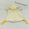 Doudou plat mouton BABY NAT' foulard jaune et nuage 29 cm