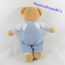 Teddy bear KALOO blue and white collection overalls and cuddly toy 33cm