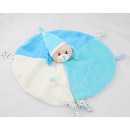 Flat Dog Blanket GIPSY Round Blue White Flower Embroidered 30 cm