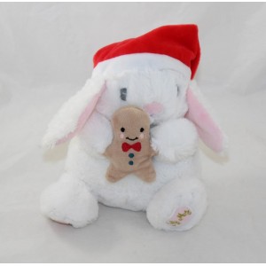 Coniglio di peluche SERGEANT MAJOR Pan di zenzero di Natale bianco rosa 20 cm