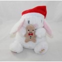 Conejo de peluche SARGENTO MAYOR Navidad pan de jengibre blanco rosa 20 cm