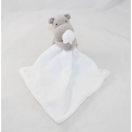 Doudou handkerchief hippopotamus JACADI gray white 12 cm