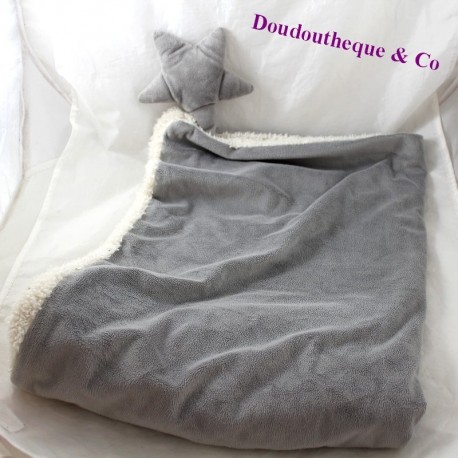 Doudou Cover Stern kariert weiß grau beidseitig Doudou Cover Stern kariert weiß grau beidseitig