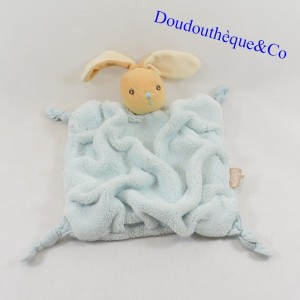 Doudou flaches Kaninchen KALOO feder Aqua hellblau 4 Knoten 25 cm