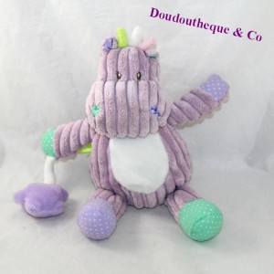 Doudou hippopotame BABY NAT violet côtelé