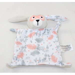 Doudou coniglio piatto IKKS Berdoues maschera di savana grigio arancio 21 cm