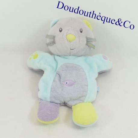 Decke Flache Katze SUCRE D'ORGE Puppe grauer Vogel 23 cm Decke Flache Katze SUCRE D'ORGE Puppe grauer Vogel 23 cm