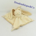 Doudou Kaninchen NICOTOY beige Schal ecru großes Lächeln 24 cm