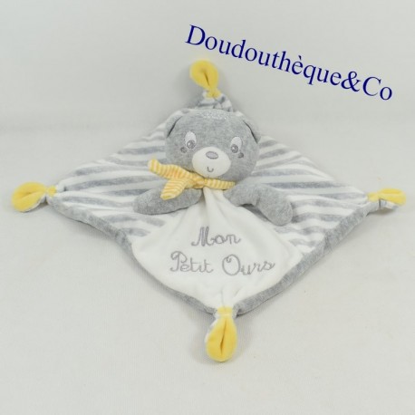 Doudou Flachbär PAT & RIPATON La Halle quadratisch grau und weiß 20 cm Doudou Flachbär PAT & RIPATON La Halle quadratisch grau und weiß 20 cm