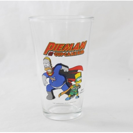 High glass Homer and Bart SIMPSONS Pieman and the Cupcake Kid superhero flared glass 12 cm