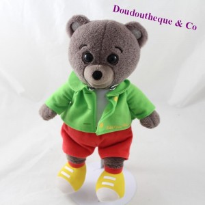 Peluche Petit Ours Brun JEMINI veste verte