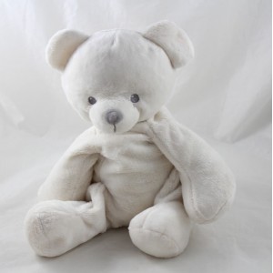 Peluche ours TEX BABY blanc ivoire Carrefour 36 cm