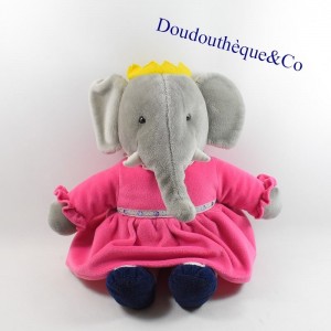 Elefante di peluche Celestial IDEAL Moglie di Babar abito rosa 45 cm