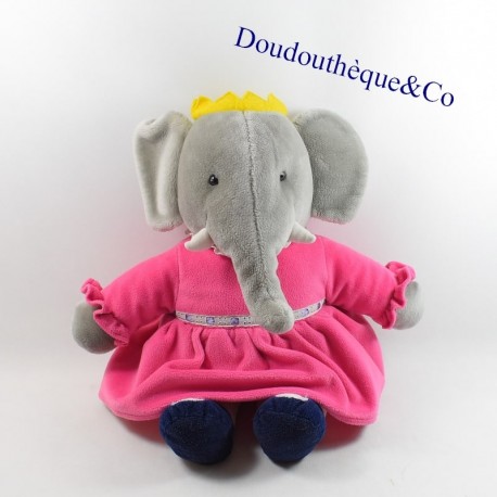 Plush elephant Celestial IDEAL Wife of Babar pink dress 45 cm