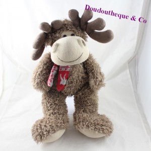 Plush reindeer FIZZY swing red scarf