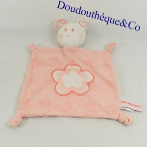 Flat blanket Mouse ORCHESTRA Pink Orange Flower Embroidered 26 cm