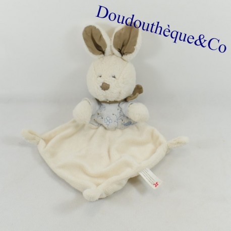 Doudou flaches Kaninchen NICOTOY weißblau Stickerei Marienkäfer Schal taupe Doudou flaches Kaninchen NICOTOY weißblau Stickerei Marienkäfer Schal taupe