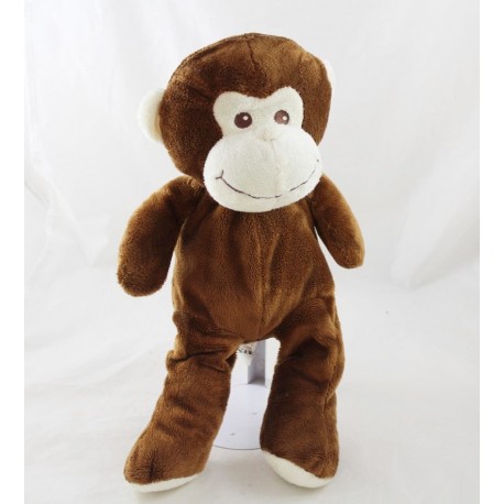 Peluche singe MAX & SAX marron beige Carrefour 35 cm