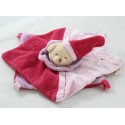 Flat cuddly toy bear BABY NAT' Square knots pink embroidery 30 cm