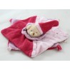 Flat cuddly toy bear BABY NAT' Square knots pink embroidery 30 cm