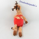 Plush giraffe CATIMINI red and brown overalls red 40 cm