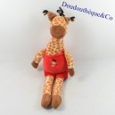 Peluche girafe CATIMINI rouge et marron salopette rouge 40 cm