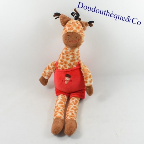 Plüschgiraffe CATIMINI rot und braun Overall rot 40 cm Plüschgiraffe CATIMINI rot und braun Overall rot 40 cm