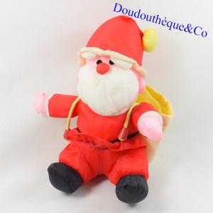 Peluche Père Noël toile parachute rouge et blanc avec sa hotte 22 cm