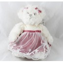 Peluche oursonne BUKOWSKI Sweet Ninka robe rose dentelle ours blanc 25 cm