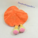 Doudou flat rabbit NICOTOY round pink orange heart embroidered 26 cm