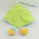 Doudou flat mouse NICOTOY round blue green heart embroidered 26 cm