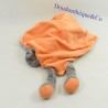 Doudou plat Singe NICOTOY KITCHOUN bleu orange gris 34 cm