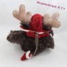 Peluche renna I2C Christmas swing berretto rosso seduto 21 cm