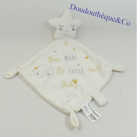 Doudou flat star PAT ET RIPATON LA HALLE white and golden 40 cm