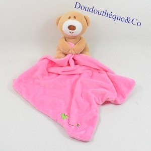 Doudou Taschentuch Bär BEDTIME BEAR braun rosa Herz grün